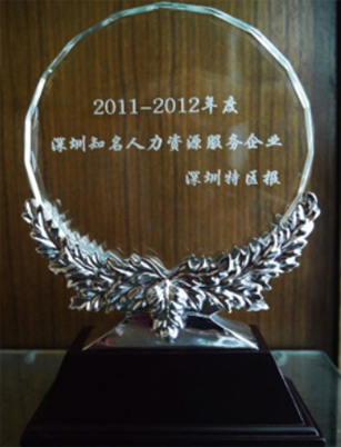 尚賢達(dá)獵頭公司被評(píng)為<br>“2011-2012深圳知名人力資源服務(wù)企業(yè)”